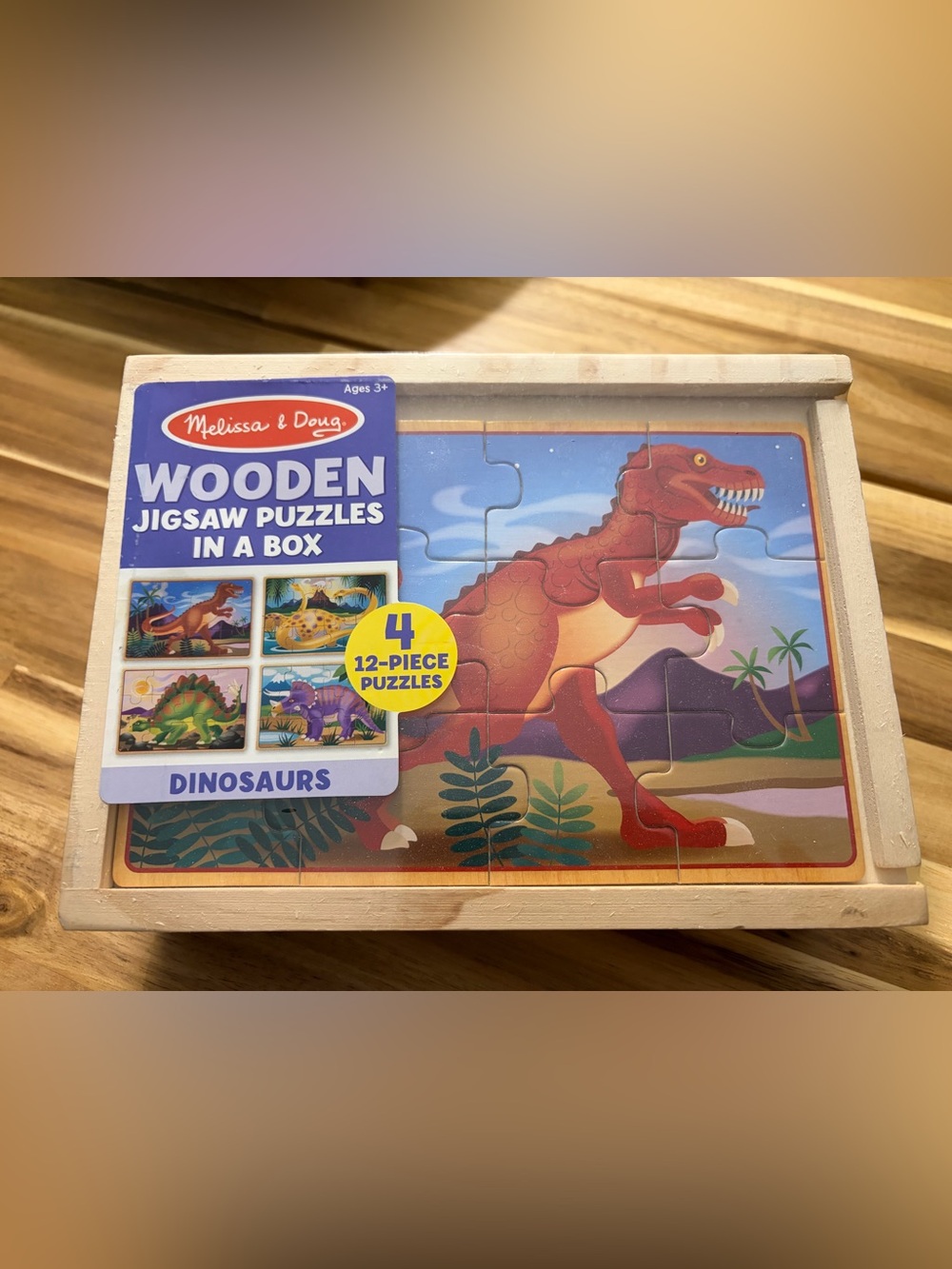 NWT: Melissa & Doug Puzzle Dinosaurs 4 12-Piece Puzzles Box Gift Ages 3+